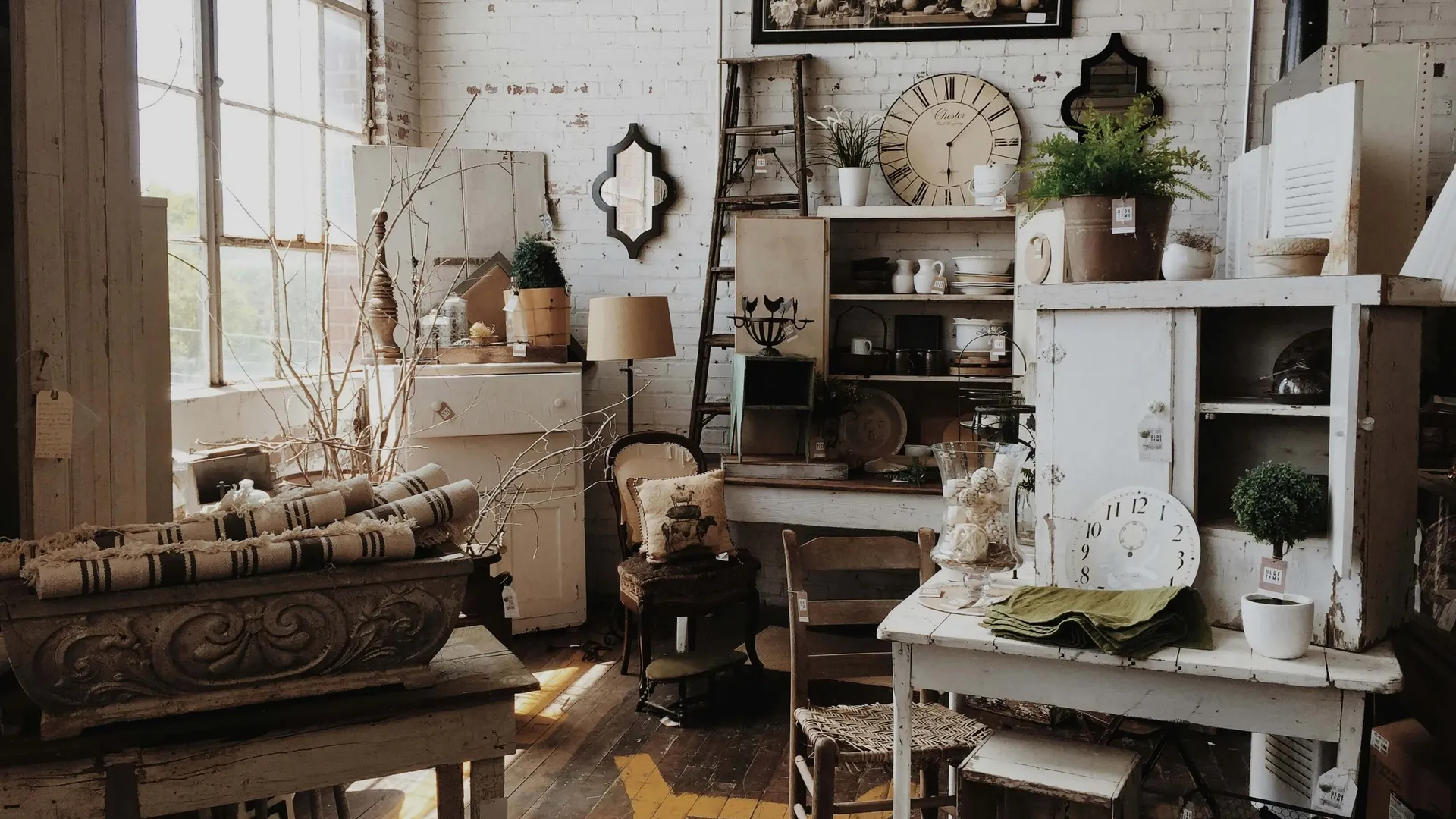 A collection of antiques and vintage items in a shop in Monroe, LA