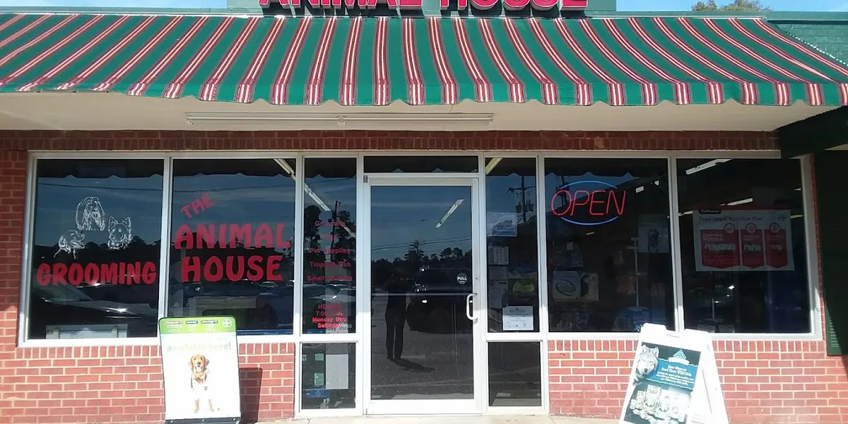 Spacious pet store with diverse animal displays featuring colorful fish tanks, reptile enclosures, and a dedicated...