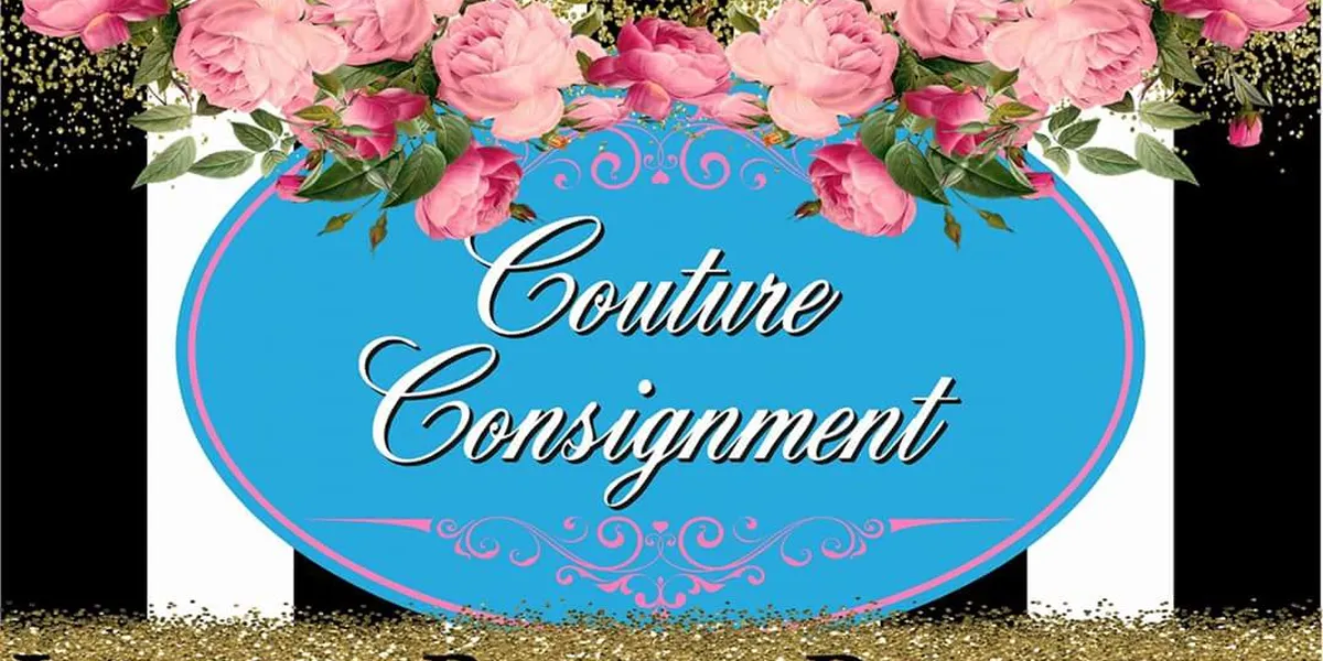 Bright, organized consignment boutique with neatly arranged designer clothing racks, accessory displays, and intimate...