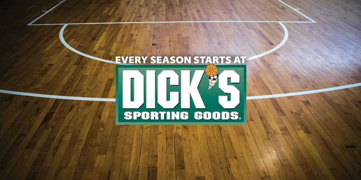 Spacious sporting goods retail floor showcasing athletic apparel, equipment, and a prominent display of premium drinkware...