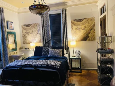 Elegant historic inn with charming stained glass windows, beautifully appointed rooms, and classic Southern architectural...