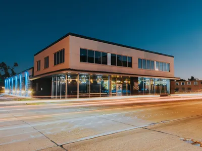 Historic Washington Street venue with versatile event space, featuring elegant architecture and themed décor potential...