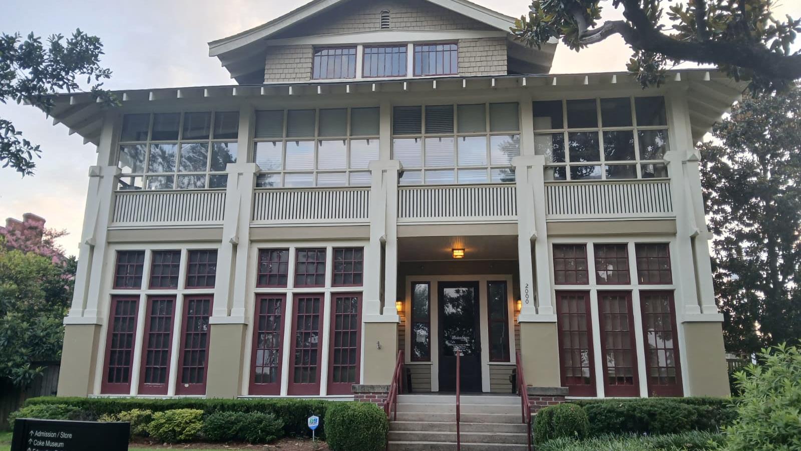 The Biedenharn Museum and Gardens historic house exterior on Riverside Drive in Monroe Louisiana
