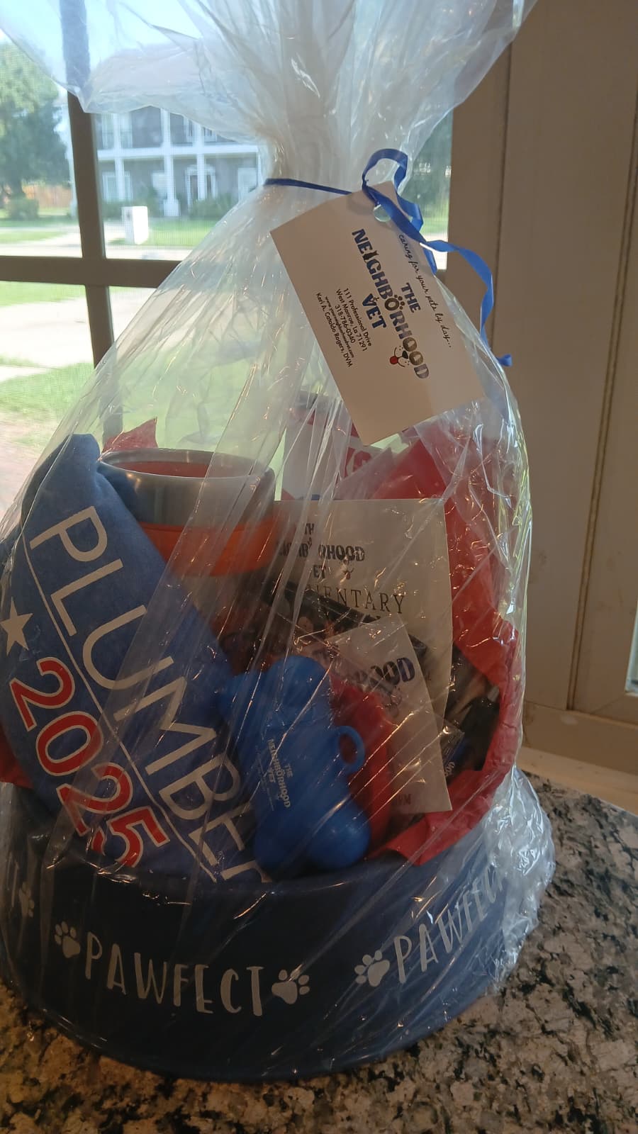 Prize basket from The Neighborhood Vet won at the 2026 Annual Business Expo in West Monroe Louisiana