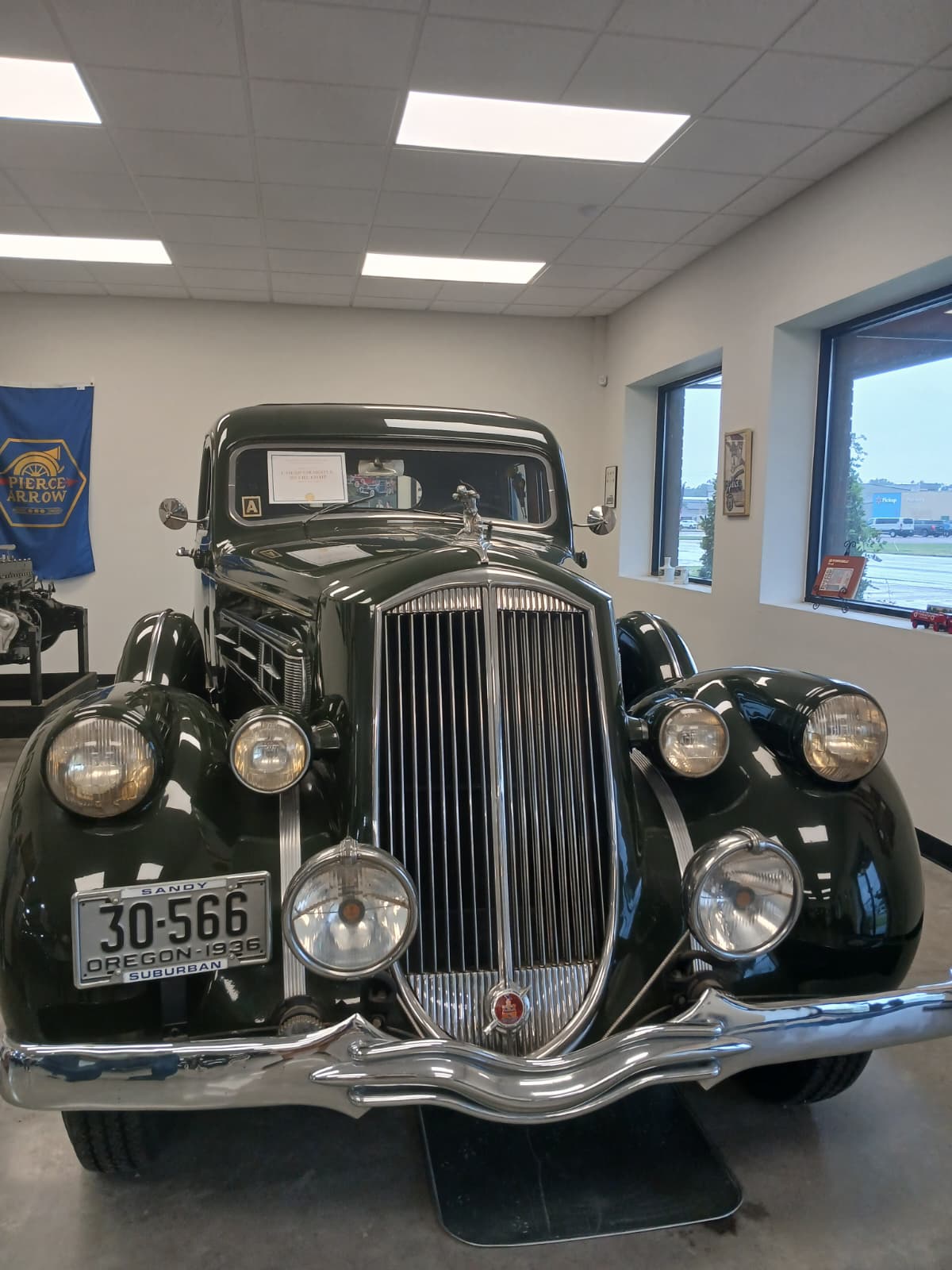 Front grille and headlights of the 1936 Pierce Arrow motor car at Vintage Vehicles West Monroe Louisiana